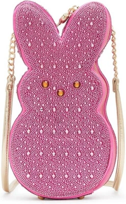 Betsey Johnson Kitsch Peeps Pink Rhinestone Easter Bunny Rabbit Crossbody Bag - Image 1 of 4