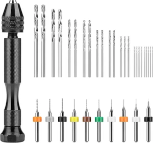 36 Pcs Mini Micro Hand Twist Drill Bit Set Manual Keyless Pin Vise Rotary Tool - Picture 1 of 7