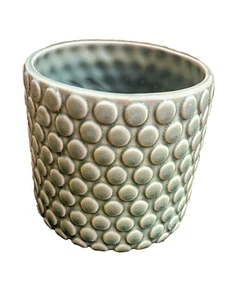 Stoneware Pot with Raised Polka Dot Design, 6" Green Plant Pot - Bloomingville - Picture 1 of 7
