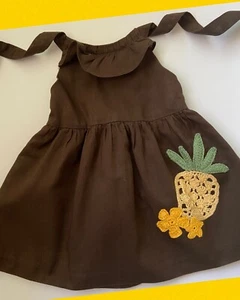 NWOT Girls 18-24 mos Janie & Jack “SUNNY HAWAII” Cotton Brown Pineapple SUNDRESS - Picture 1 of 10