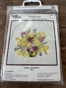 Kit Crewel Vintage Circle Family 14"x14" Bordado April Artistry 1973 B502 - Imagen 1 de 4