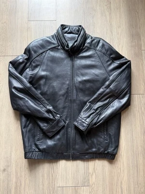 Chaqueta de cuero vintage Izod para hombre cremallera completa talla grande negra Foto 1 de 4