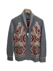 PENDLETON Knit Zip Up Jacket M Wool GRY Allover Pattern - Picture 1 of 5