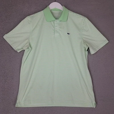 Vineyard Vines Polo Shirt Boy's Youth XL Golf Performance Green Striped Preppy - Image 1 of 4