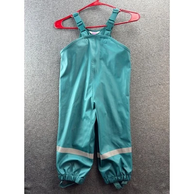 Детский бирюзовый дождевой комбинезон водонепроницаемый лужа брюки размер 92 см светоотражающий *НЕБОЛЬШОЙ ДЕФЕКТ - Изображение 1 из 4