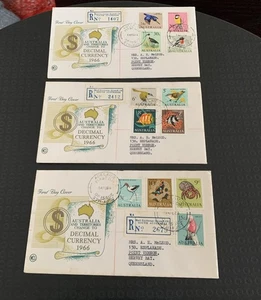 Australia WCS  FDC X 3 1966 Decimal Currency Birds All Registered - Picture 1 of 5