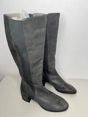 Botas hasta la rodilla de cuero Eileen Fisher Destry gris grafito para mujer talla 11 Foto 1 de 4