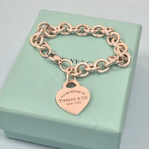 Tiffany & Co. Return To Heart Anhänger Silber Statement Kette Armband Größe 6,5" - Bild 1 von 10