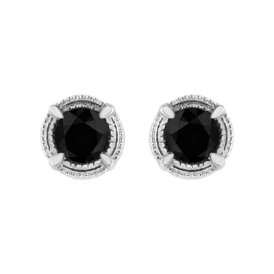 Aretes milgrain de 4 puntas con diamantes de colores tratados en plata de ley Foto 1 de 4