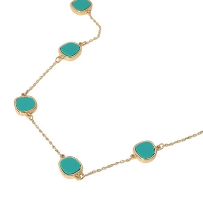 Collar Estación Piedra Turquesa Tono Dorado Minimalista Boho Delicado Estilo Joyería Foto 1 de 3