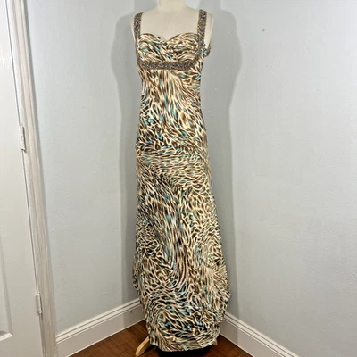 Sean Couture Dress Womens S Animal Print Satin Beaded Babydoll Y2K Whimsical - Image 1 of 4