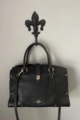 COACH Mercer 30 Crossbody Satchel Black Pebble Leather w/ Gold - Image 1 of 4