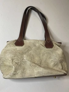 Bolso de Cuero Brahmin Vintage Copa Cabana Blanco Beige Coches Marrón Beige - Imagen 1 de 17