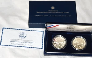 2001 American Buffalo Commemorative 2 Silver Coin Set W/ Box COA - Picture 1 of 3