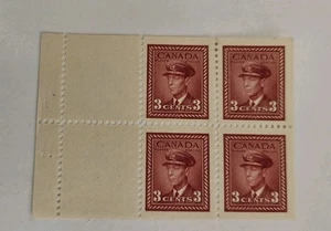Canada 1942 King George VI War Issue #251a (Booklet 34 ) Plate Pane Of 4 - Picture 1 of 1