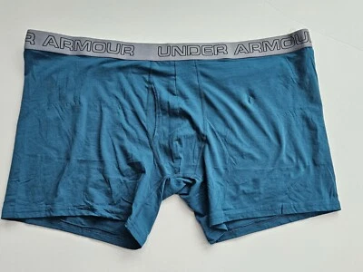Under Armour 品牌 Big & Tall 男式 5XL/5X 合身蓝绿色平角内裤 UA 棉 — 第 1/2 张图片