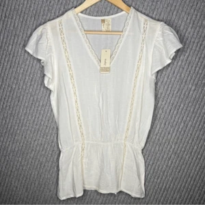 Camiseta Japna Blanca Manga Corta Top Nueva con Etiquetas Pequeña Peplum Basic - Imagen 1 de 9