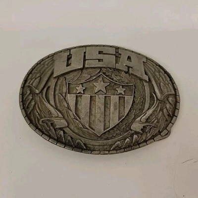 Hebilla de cinturón patriótica de águila y escudo de EE. UU. 4 de julio vintage 1981 IMC  Foto 1 de 4