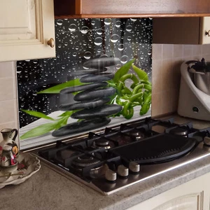 KÜCHENRÜCKWAND Spritzschutz Küche Gehärtetes Glas Stein Wasser Grün - Bild 1 von 3
