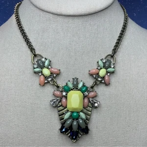 Statement Necklace Antiqued Bronze Finish Banana Taffy & Other Candy Colors - Picture 1 of 6