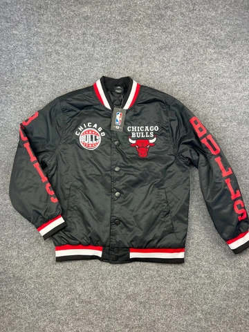 NBA Chicago Bulls Varsity Jacket Men's Small Snap Up Black Embroidered NWT Cover