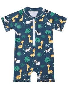 Infant Swimsuit Girls Rash Guard Sun Protection One Piece Beachwear Cute Patt... - Picture 1 of 8
