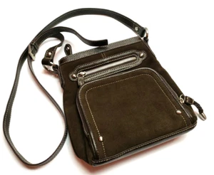Coldwater Creek Small Crossbody Purse, Brown Suede - Picture 1 of 8