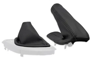 FOR BMW E81 E82 E87 automatic GEAR SHIFT BOOT + HANDBRAKE GAITER LEATHER s.BLACK - Picture 1 of 5