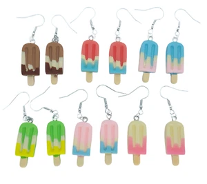 USA Seller 3D Ice Cream Popsicle Pendant Earrings Jewelry Colorful New 1 Pair - Picture 1 of 27