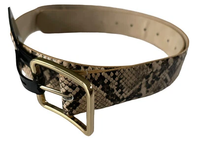 Cinto de pele de cobra falso feminino INC International Concepts XL preto bronzeado #MQ7 NOVO COM ETIQUETAS - Imagem 1 de 4