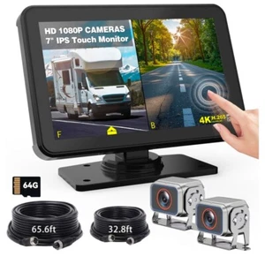 7" Rückfahrkamera System für LKW WOHNMOBIL 4K Dual Touchscreen Monitor mit 2 FHD 1080P - Bild 1 von 9