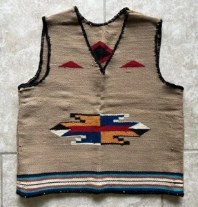 VTG 30’s 40’s Southwestern Woven Wool Pullover Vest S/M Navajo Native American - Picture 1 of 17
