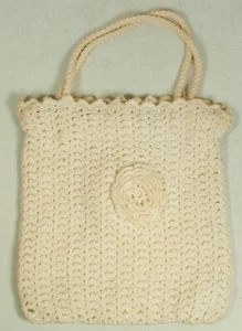 BORSA VINTAGE AVORIO ALL'UNCINETTO BORSETTA FODERATA CON CERNIERA MANICI 7" X 7" - Foto 1 di 3