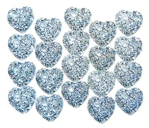 Sparkling Glitter HEART Flatbacks Hair Bows Embellishments Scrapbooking Jewelry - Picture 1 of 1