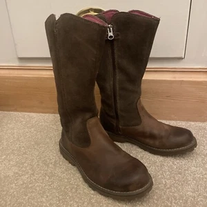 Timberland Girls Brown Leather Earthkeeper Boots, Calf Length 2 / 34.5 - Picture 1 of 4