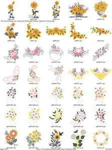 940 FLOWERS DAISY SUNFLOWER FUCHSIA Embroidery Machine Designs Patterns PES USB - Picture 1 of 12