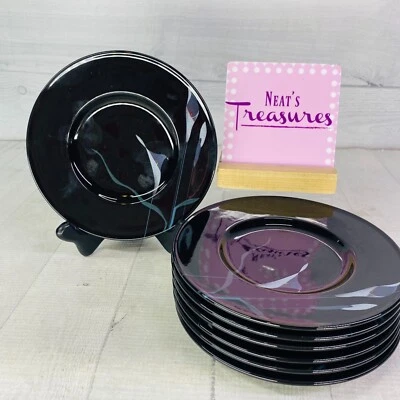 Mikasa OPUS BLACK Galleria Calla Lily Oven Safe Ceramic Round 6.5" Saucers Set 7 - Image 1 of 4