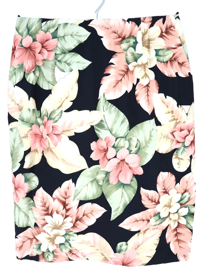 NEW DANA BUCHMAN Women's Silk Pencil Skirt Lined Floral Multicolor Size 14 - Image 1 of 4