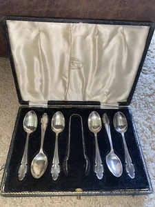 Vintage James Walker Ltd. - The London Jewellers Teelöffel & Zuckerzange (7 Stck.) - Bild 1 von 11