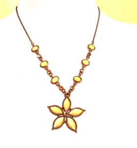 Vintage Park Lane Signed Necklace Yellow Rhinestones Floral - Picture 1 of 23