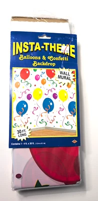 Mural de pared de 30 pies con telón de fondo de fiesta con confeti y globos temáticos Insta Foto 1 de 3