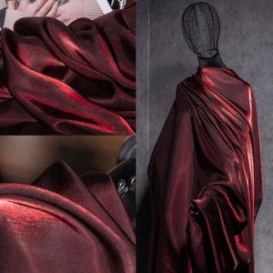 Burgundy Satin Fabric Cloth Sewing for Bridal Dress Wedding Costume Prom Banquet - Picture 1 of 12