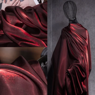 Burgundy Satin Fabric Cloth Sewing for Bridal Dress Wedding Costume Prom Banquet - Image 1 of 4