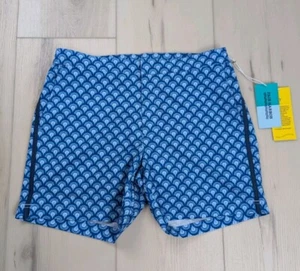 NWT Fair Harbor Mens Size 30 Board Swim Shorts Blue Art Deco The Sextant Trunk - Picture 1 of 11