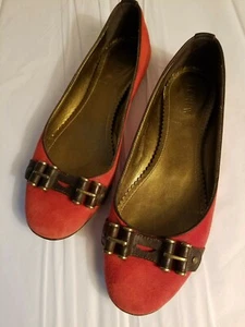 J. Crew Made in Italy Women's Ballet Flats Red Suede Buckles Sz 7 - Picture 1 of 12
