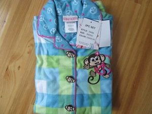 St. Eve Girls 6-6X Blue/Green 2 Piece Pj's Set Flannel L/S Top & Bottoms NIP - Picture 1 of 3