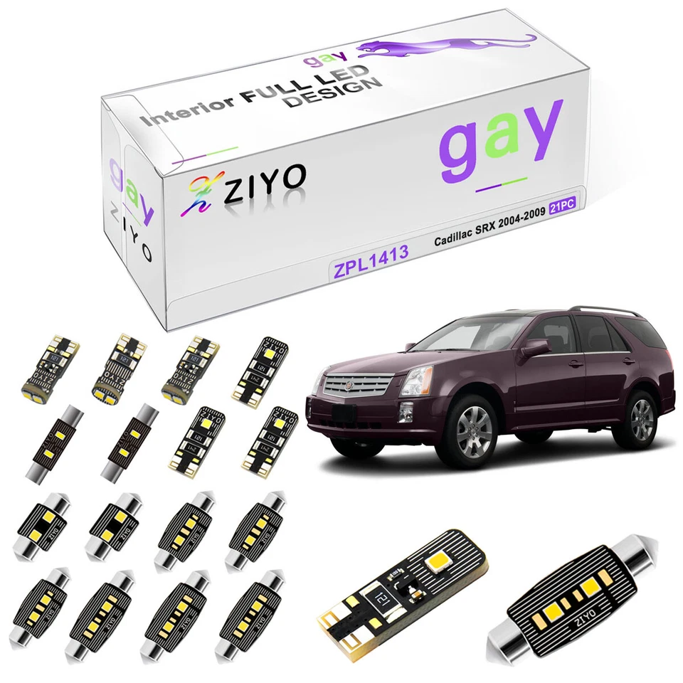 Kit de luces domo interiores LED súper blancas 21 piezas para luces Cadillac SRX 2004-2009 Foto 1 de 4