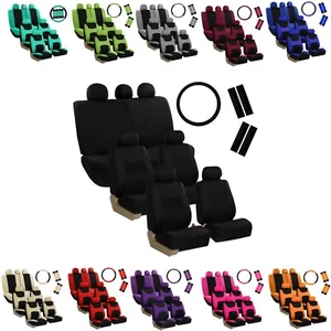 3 Row Light Breezy Flat Cloth Seat Covers Combo Set 7 Seaters Universal Fit - Picture 1 of 35