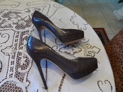 Jimmy Choo Chocolate Brown Snake Print Heeled Pumps Size 8.5B - Image 1 of 4