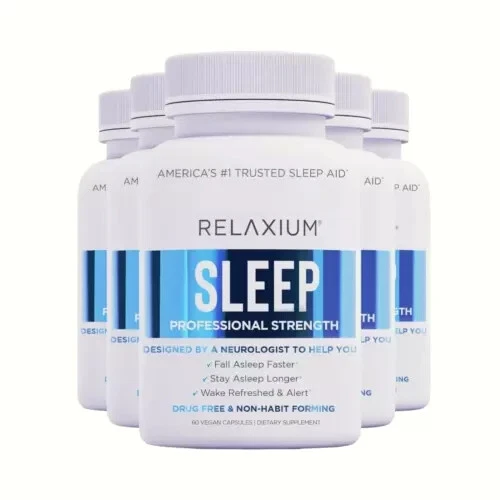 Pacote com 5 suplementos dietéticos naturais Relaxium Sleep para dormir melhor - 300 cápsulas - Imagem 1 de 4